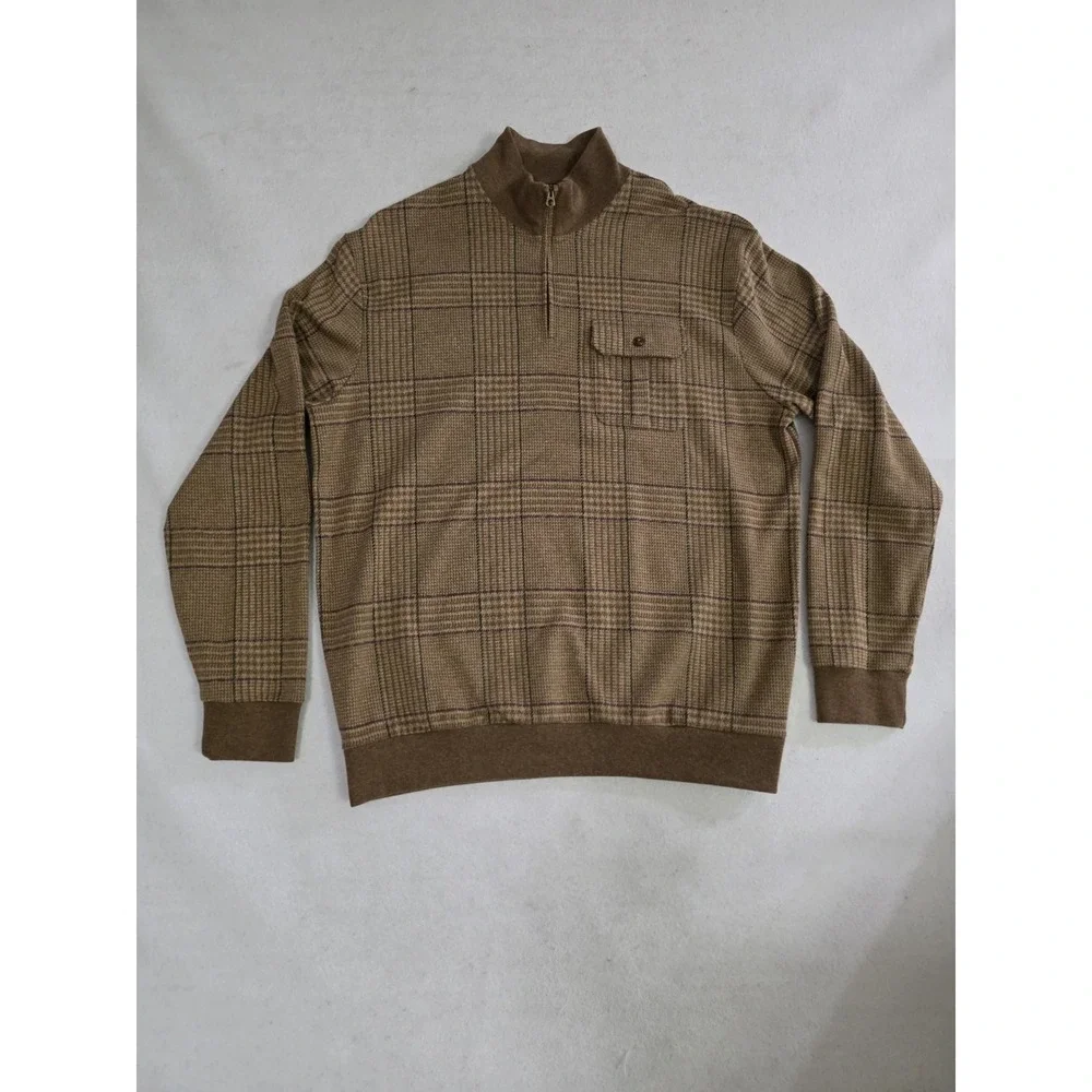 Polo Ralph Lauren Vintage Men's Quarter-Zip Cotton Brown Sweater Size L